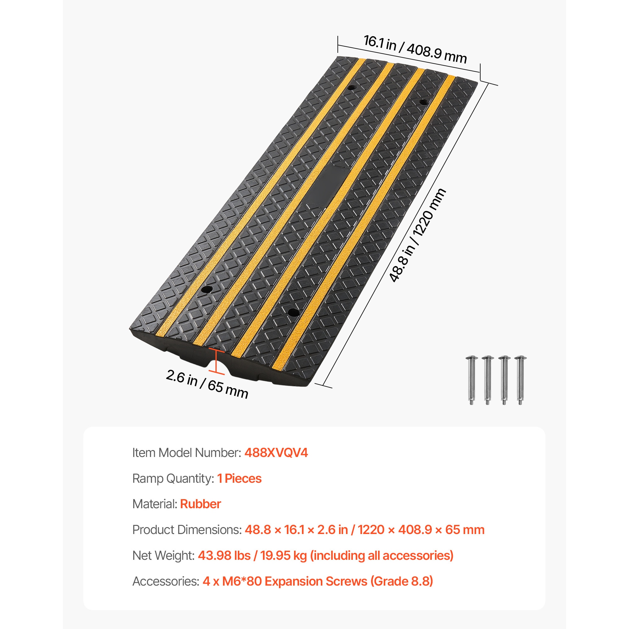 Rubber Driveway Curb Ramp With Reflective Strips For Vehicles_voghion.com